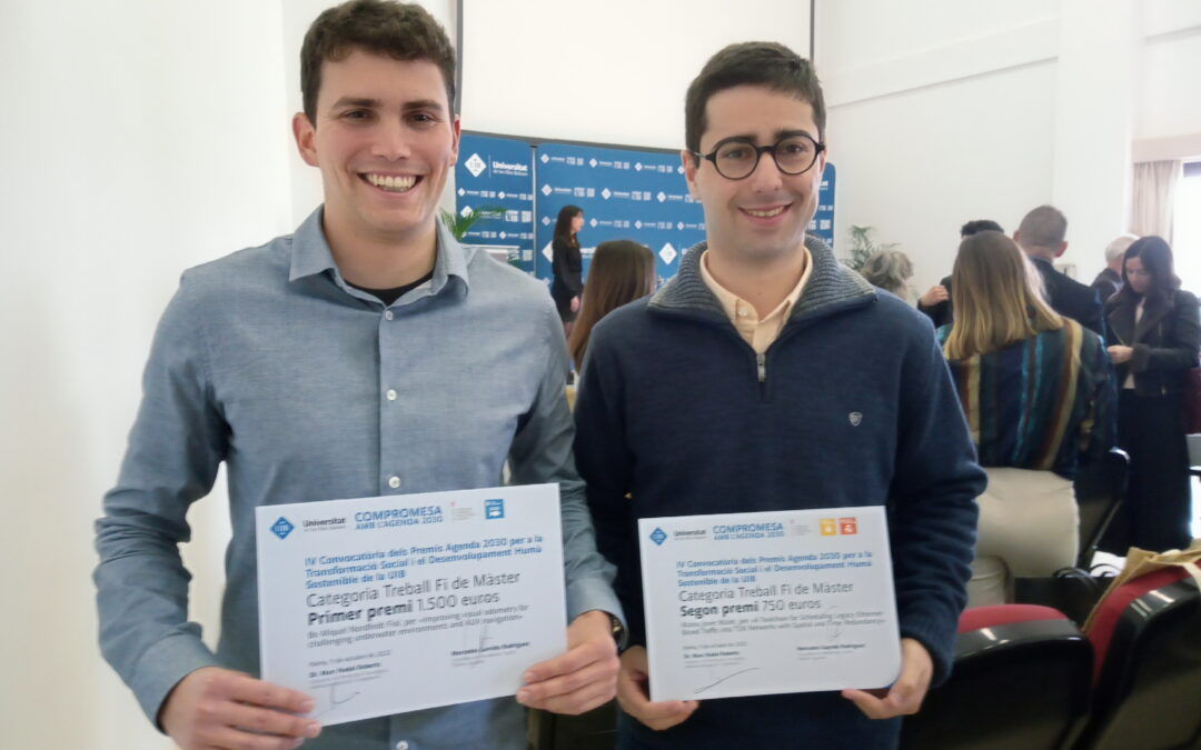 Two master thesis by two members of the SRV Group were awarded 1st and 2nd place in the “IV Convocatòria dels Premis Agenda 2030 per a la Transformació Social i el Desenvolupament Humà Sostenible per a TFG, TFM i tesis doctorals de la UIB”